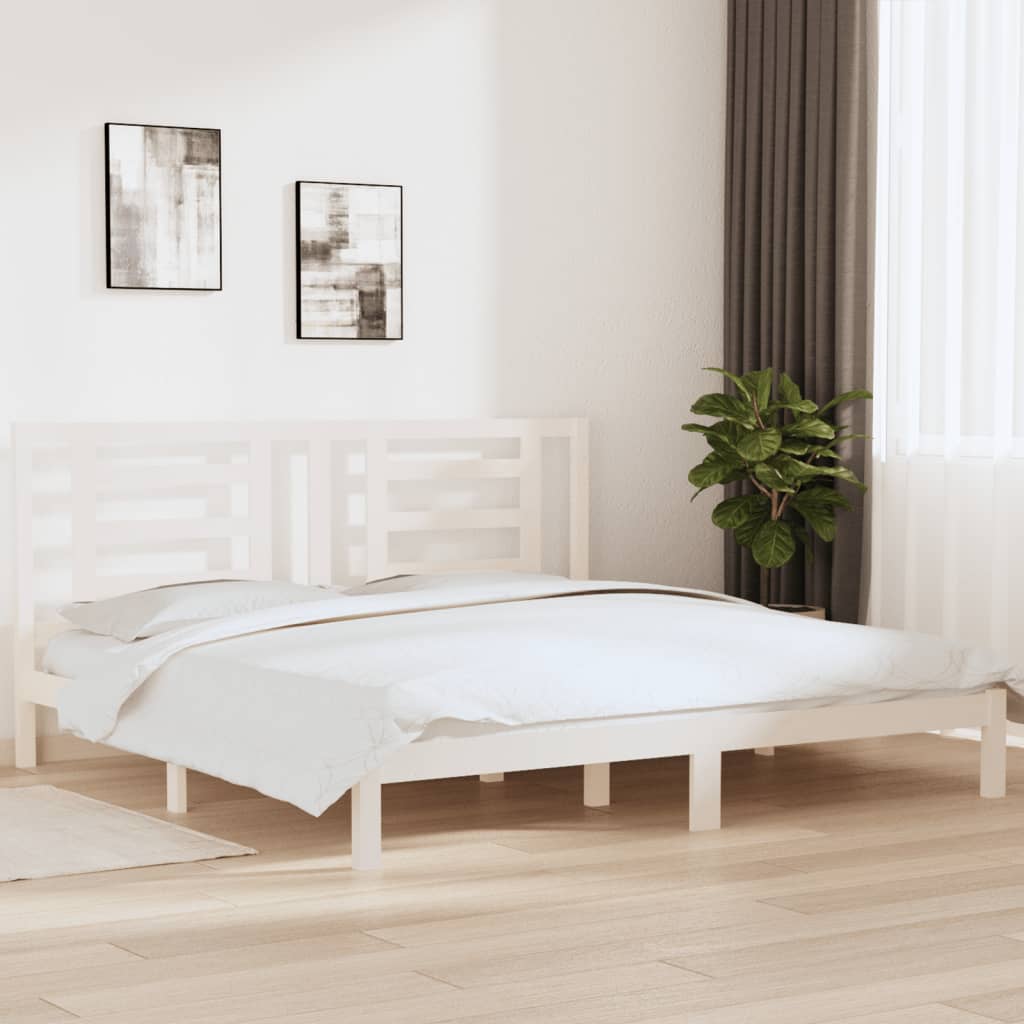 vidaXL Bed Frame without Mattress White 200x200 cm Solid Wood Pine