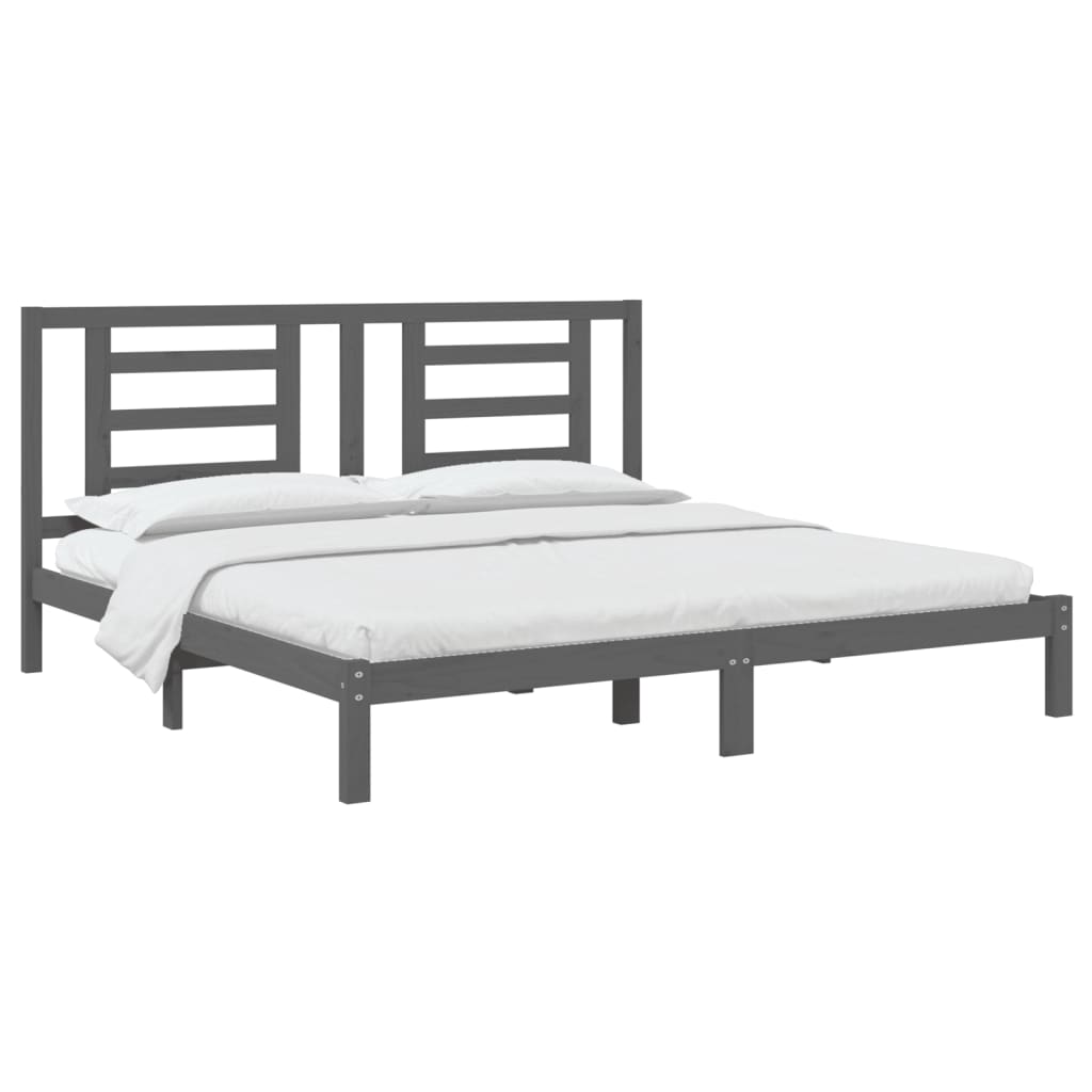 vidaXL Bed Frame without Mattress Grey 200x200 cm Solid Wood Pine
