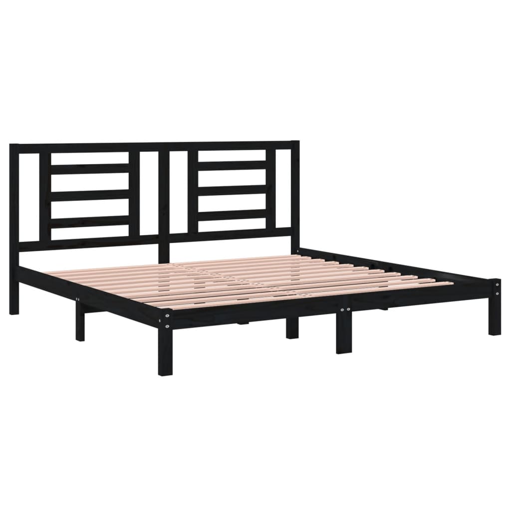 vidaXL Bed Frame without Mattress Black 200x200 cm Solid Wood Pine