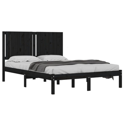 vidaXL Bed Frame | Black | Solid pine wood | Double Size | Bed Frame