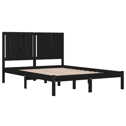 vidaXL Bed Frame | Black | Solid pine wood | Double Size | Bed Frame