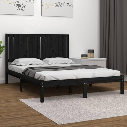 vidaXL Bed Frame | Black | Solid pine wood | Double Size | Bed Frame