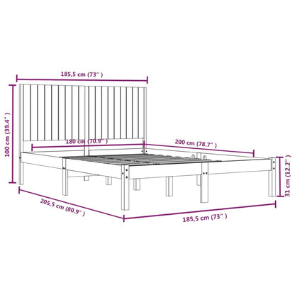 vidaXL Bed Frame | Natural wood | Solid pine wood | Super King | Bed Frame
