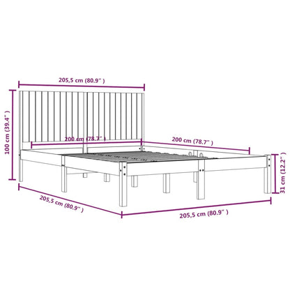 vidaXL Bed Frame without Mattress 200x200 cm Solid Wood Pine