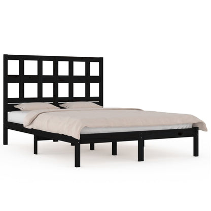 vidaXL Bed Frame | Black | Solid pine wood | Durable | Bed Frame | Rectangular