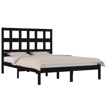 vidaXL Bed Frame | Black | Solid pine wood | Durable | Bed Frame | Rectangular