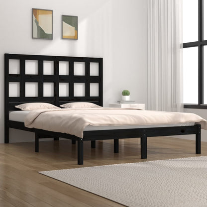 vidaXL Bed Frame | Black | Solid pine wood | Durable | Bed Frame | Rectangular