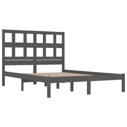 vidaXL Bed Frame | Grey | Solid pinewood | 200x200 cm | Decorative Inlays
