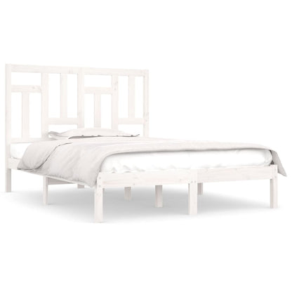 vidaXL Bed Frame | White | Solid pine wood | 140x200 cm | Durable | Bed Frame