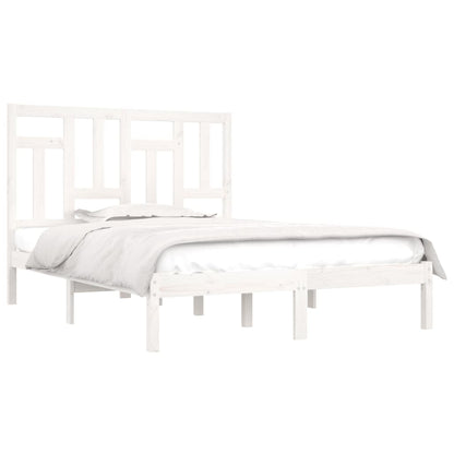 vidaXL Bed Frame | White | Solid pine wood | 140x200 cm | Durable | Bed Frame