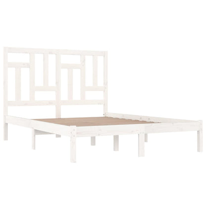 vidaXL Bed Frame | White | Solid pine wood | 140x200 cm | Durable | Bed Frame