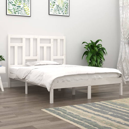 vidaXL Bed Frame | White | Solid pine wood | 140x200 cm | Durable | Bed Frame