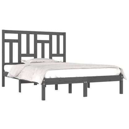 vidaXL Bed Frame | Grey | Solid Pinewood | 200 x 200 cm | Sleek | Bed Frame