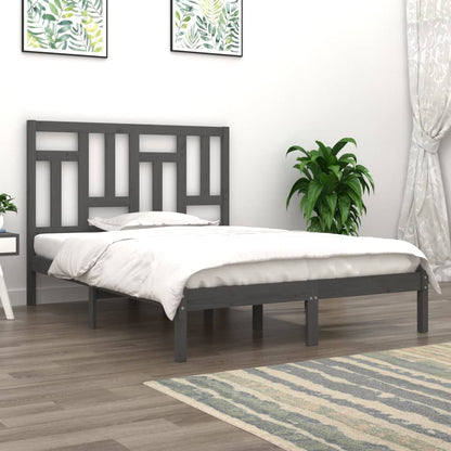 vidaXL Bed Frame | Grey | Solid Pinewood | 200 x 200 cm | Sleek | Bed Frame