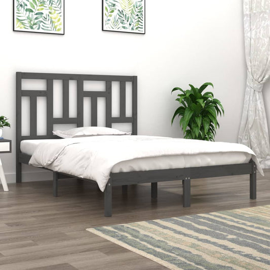 vidaXL Bed Frame | Grey | Solid Pinewood | 200 x 200 cm | Sleek | Bed Frame