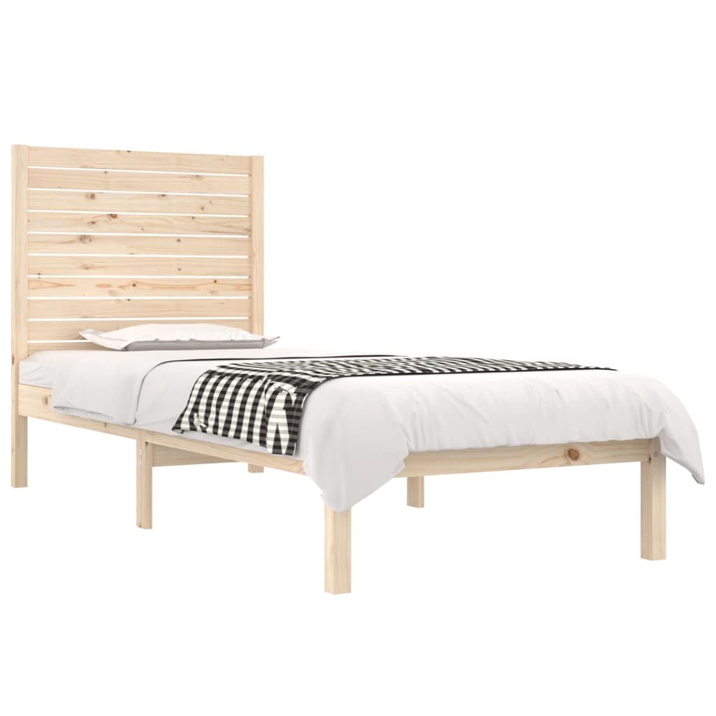 vidaXL Bed Frame | Natural pine | Solid pine wood | Small single |  Durable
