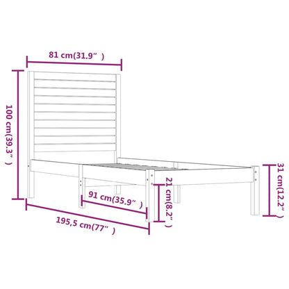 vidaXL Bed Frame | Natural pine | Solid pine wood | Small single |  Durable
