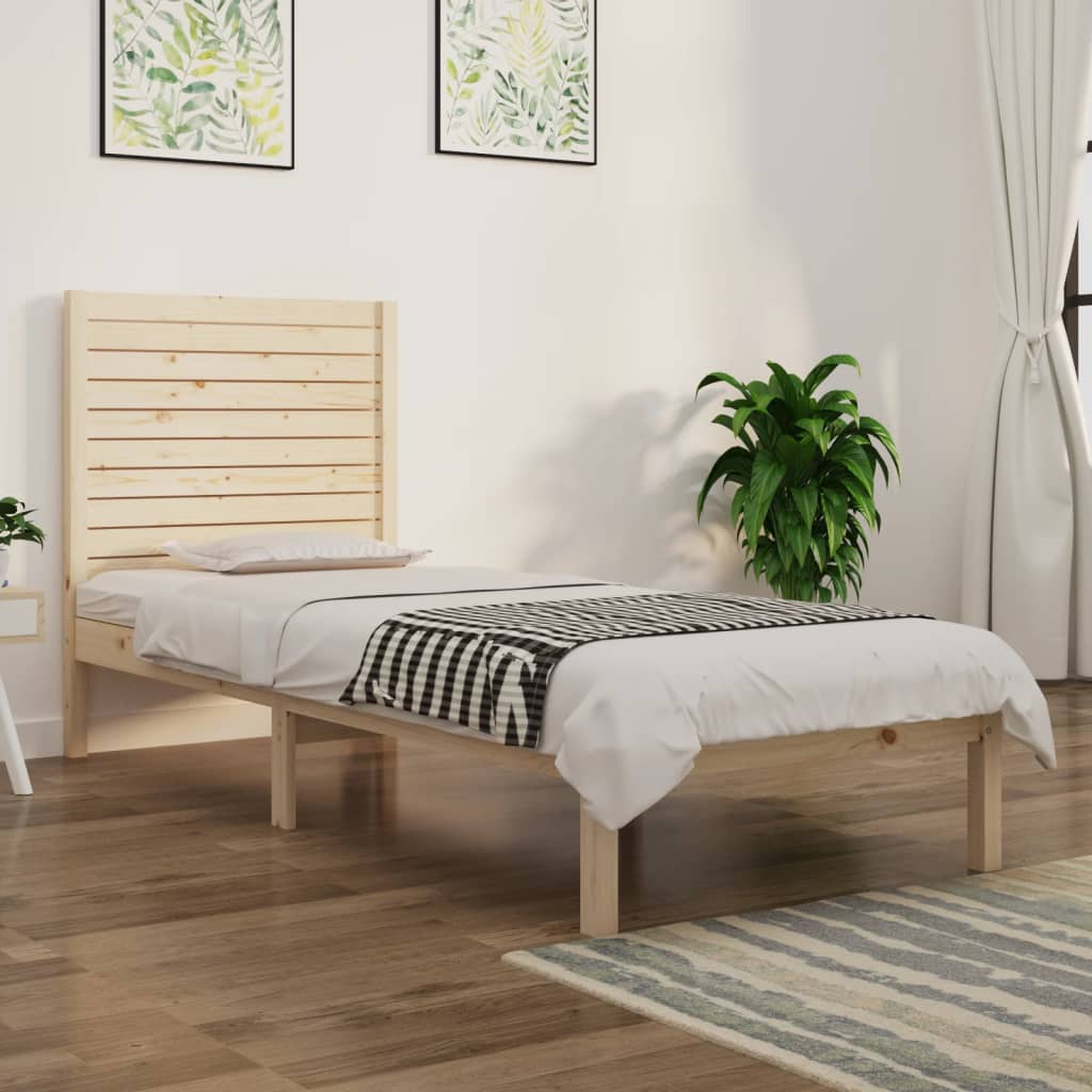 vidaXL Bed Frame | Natural pine | Solid pine wood | Small single |  Durable