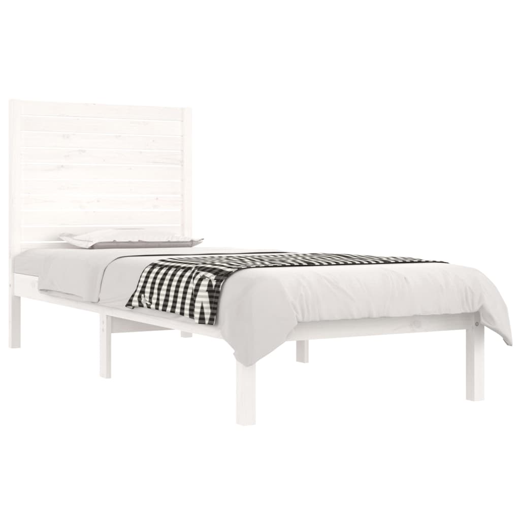 vidaXL Bed Frame | White | Solid pinewood | Small Single | Durable | Bed Frame