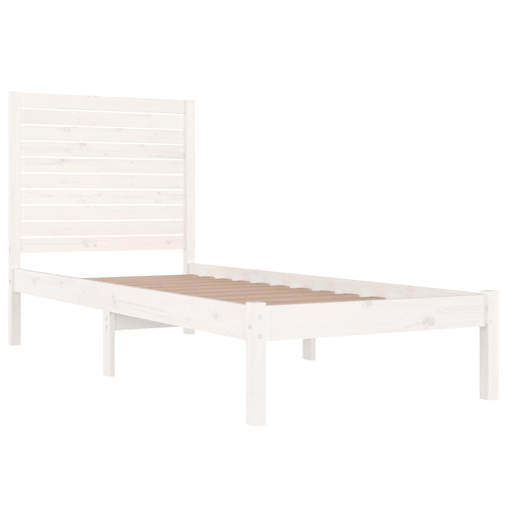 vidaXL Bed Frame | White | Solid pinewood | Small Single | Durable | Bed Frame