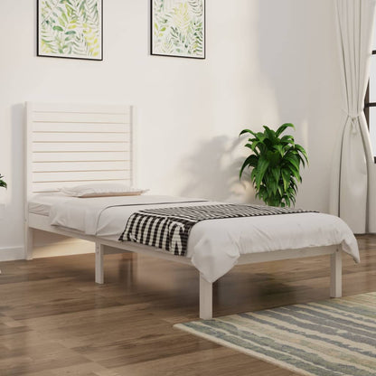 vidaXL Bed Frame | White | Solid pinewood | Small Single | Durable | Bed Frame