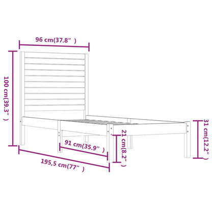 vidaXL Bed Frame without Mattress White 90x190 cm Single Solid Wood