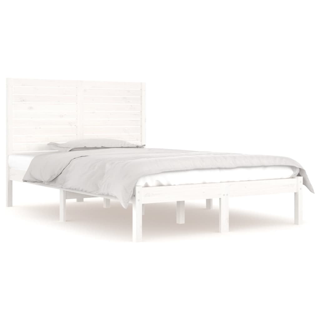 vidaXL Bed Frame | White | Solid Pine Wood | Small Double | Durable | Bed Frame
