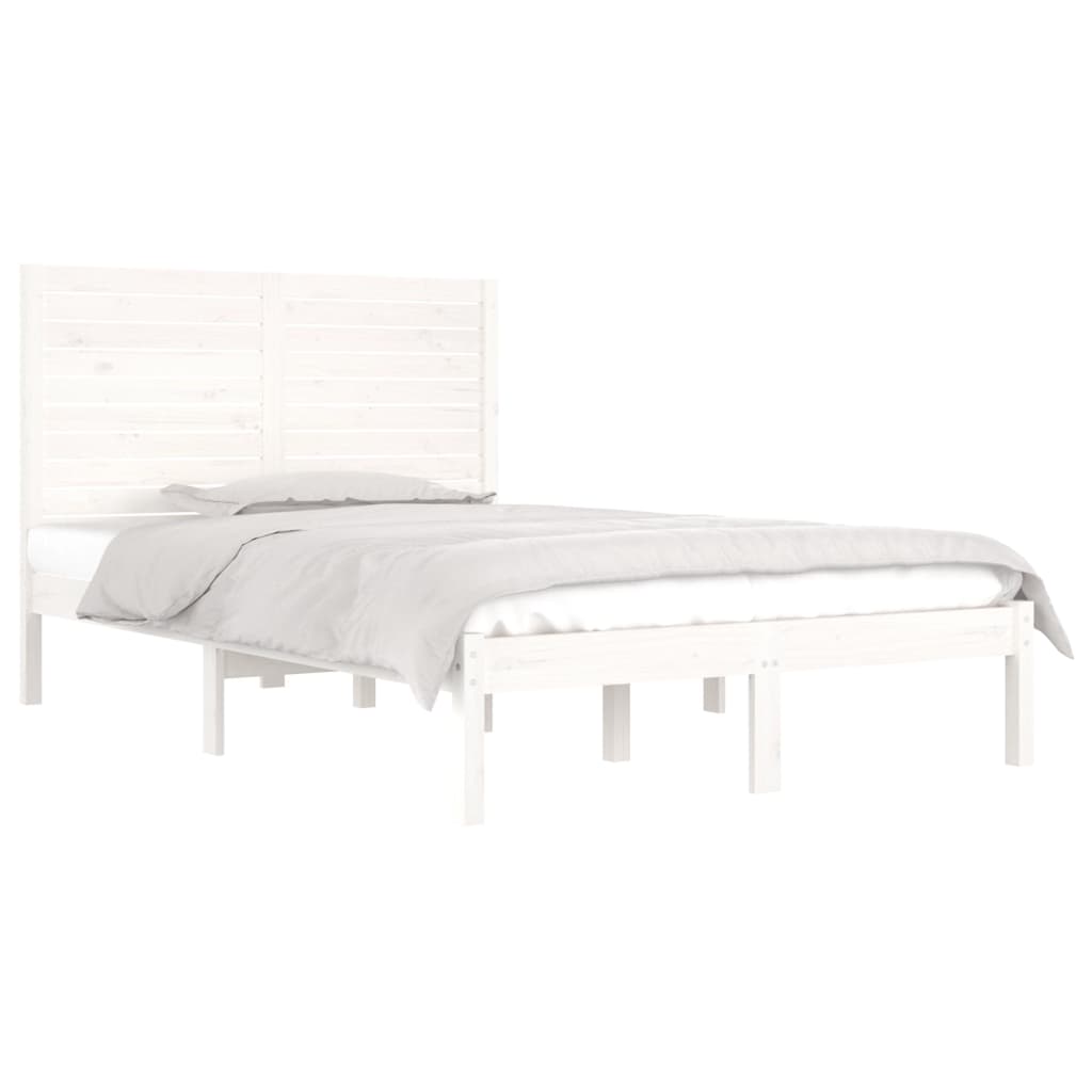 vidaXL Bed Frame | White | Solid Pine Wood | Small Double | Durable | Bed Frame