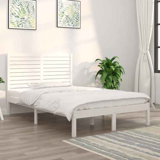 vidaXL Bed Frame | White | Solid Pine Wood | Small Double | Durable | Bed Frame