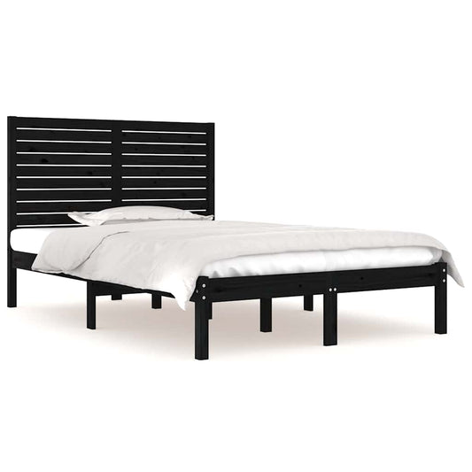 vidaXL Bed Frame | Black | Solid Pine Wood | Double | Appealing Design