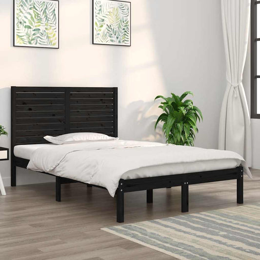 vidaXL Bed Frame | Black | Solid Pine Wood | Double | Appealing Design