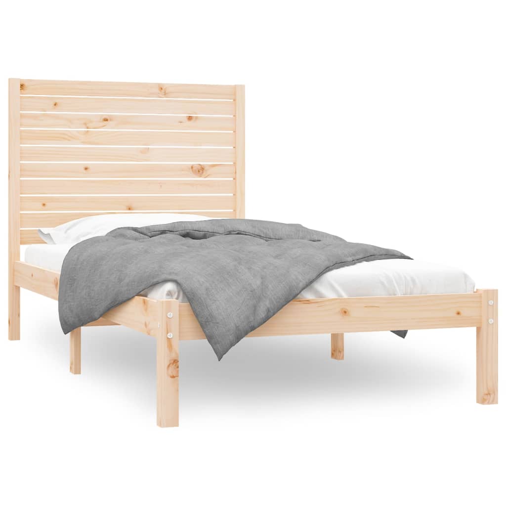 vidaXL Bed Frame | Natural | Solid Pine Wood | 90x200 cm | Minimalist