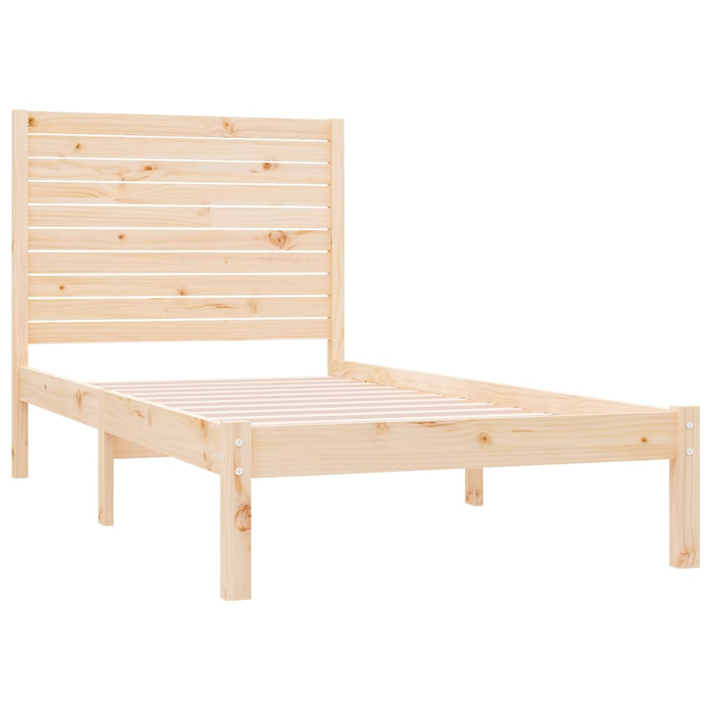 vidaXL Bed Frame | Natural | Solid Pine Wood | 90x200 cm | Minimalist