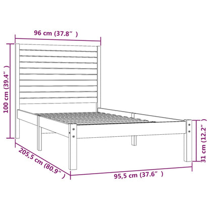 vidaXL Bed Frame | Natural | Solid Pine Wood | 90x200 cm | Minimalist