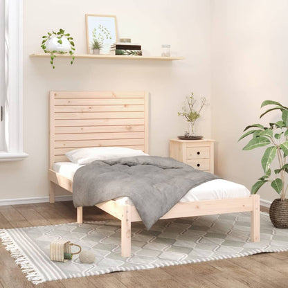 vidaXL Bed Frame | Natural | Solid Pine Wood | 90x200 cm | Minimalist