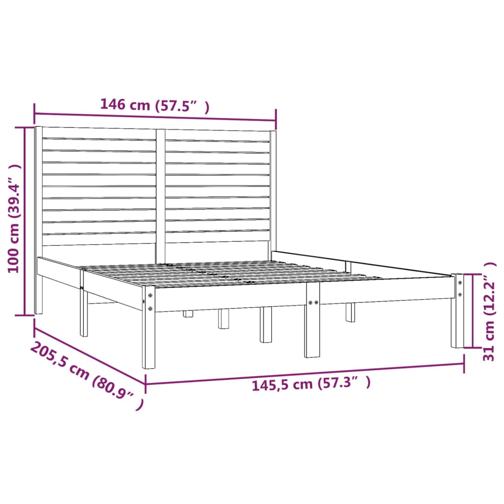 vidaXL Bed Frame without Mattress 140x200 cm Solid Wood