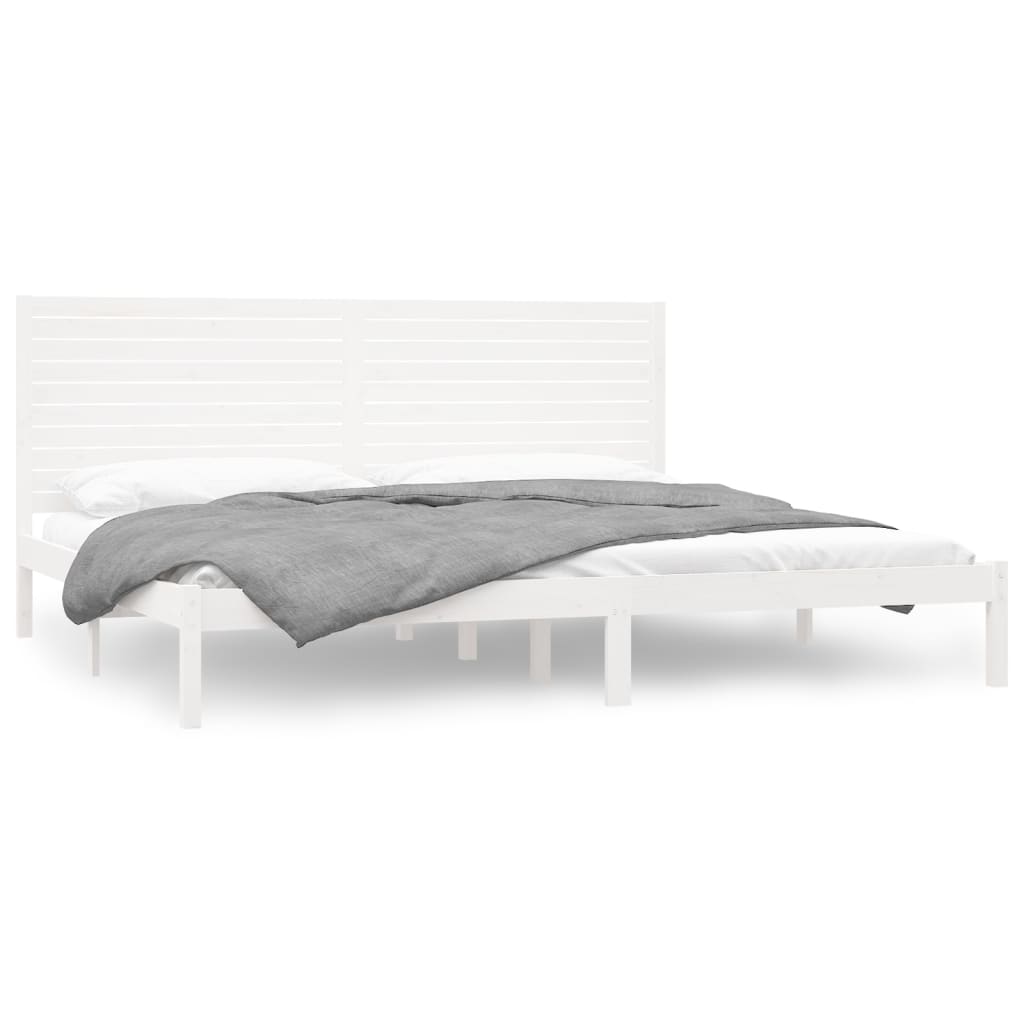 vidaXL Bed Frame | White | Solid pine wood | Double | Durable | Bed Frame