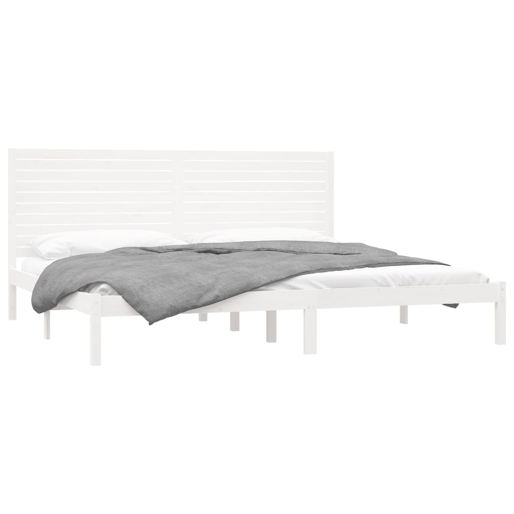 vidaXL Bed Frame | White | Solid pine wood | Double | Durable | Bed Frame