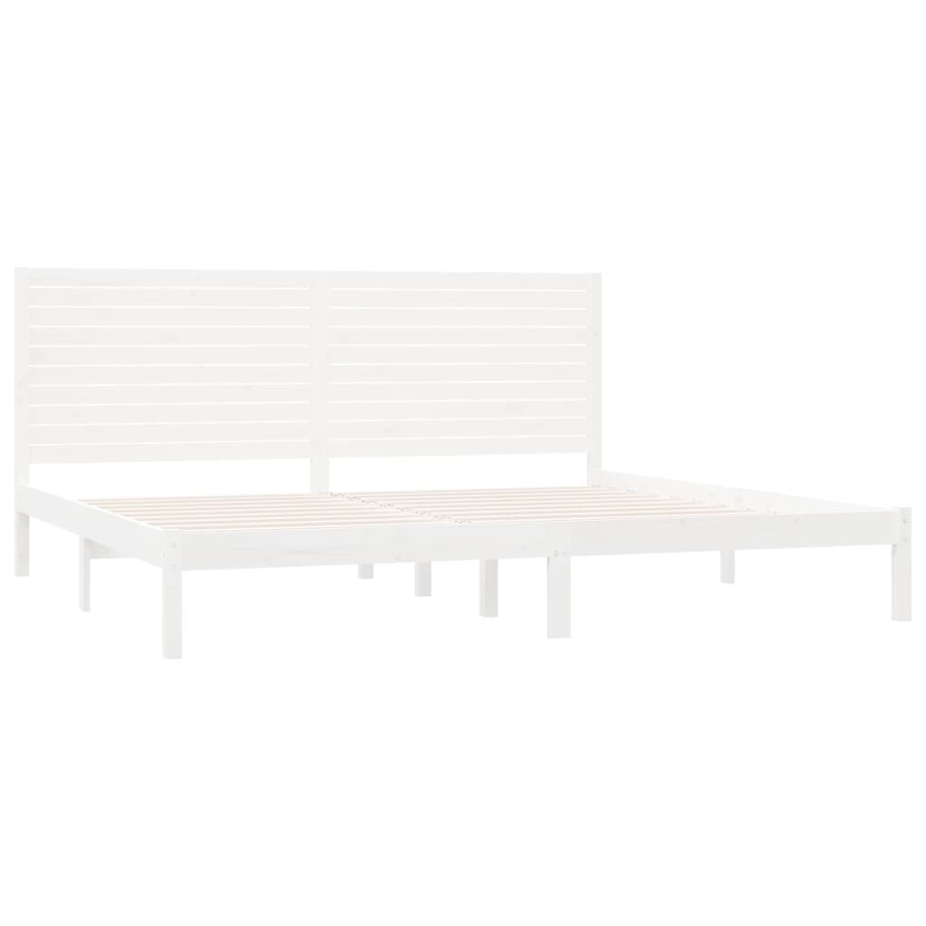 vidaXL Bed Frame | White | Solid pine wood | Double | Durable | Bed Frame