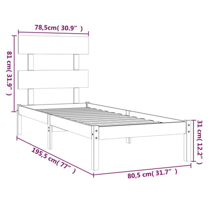 vidaXL Bed Frame without Mattress 75x190 cm Small Single Solid Wood