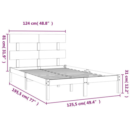 vidaXL Bed Frame without Mattress 120x190 cm Small Double Solid Wood