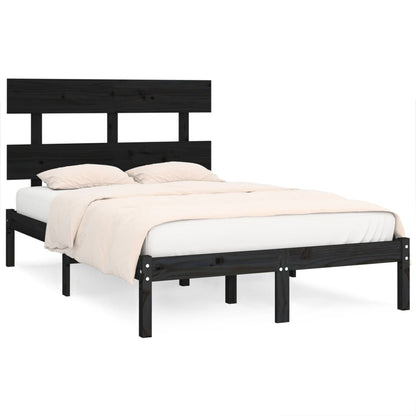 vidaXL Bed Frame | Black | Solid pine wood | Double | Durable | Bed Frame