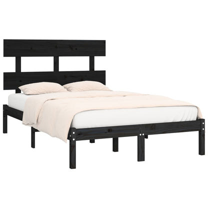 vidaXL Bed Frame | Black | Solid pine wood | Double | Durable | Bed Frame