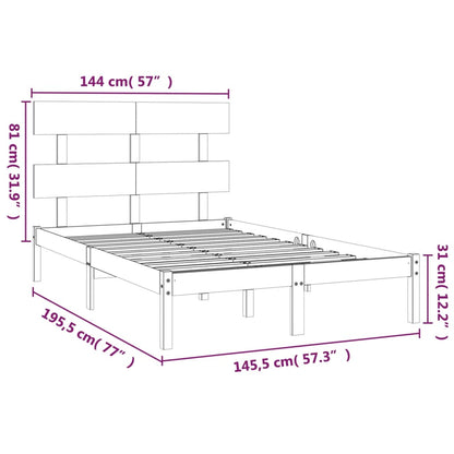vidaXL Bed Frame | Black | Solid pine wood | Double | Durable | Bed Frame