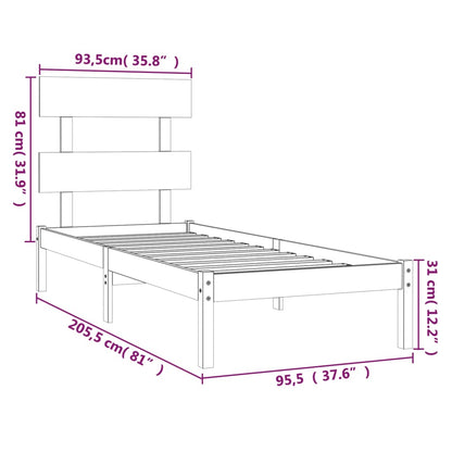 vidaXL Bed Frame without Mattress White 90x200 cm Solid Wood