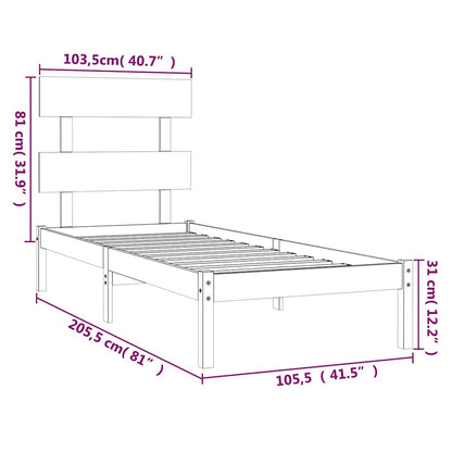 vidaXL Bed Frame without Mattress White 100x200 cm Solid Wood