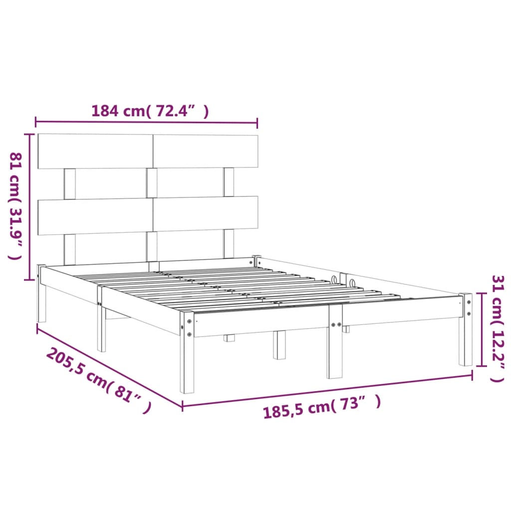 vidaXL Bed Frame without Mattress White 180x200 cm Super King Solid Wood
