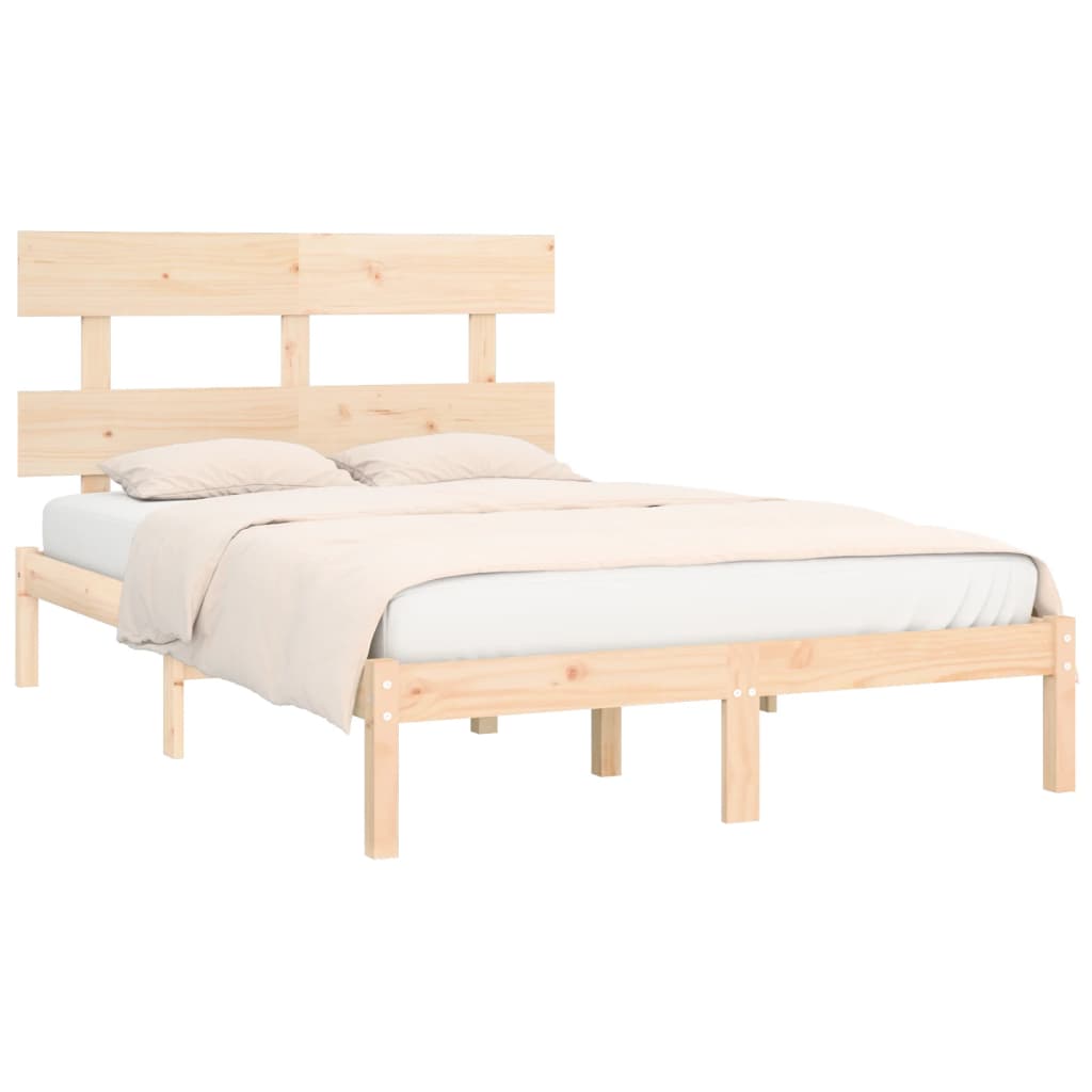 vidaXL Bed Frame | Natural Pine | Solid Pine Wood | Double | Durable | Bed Frame