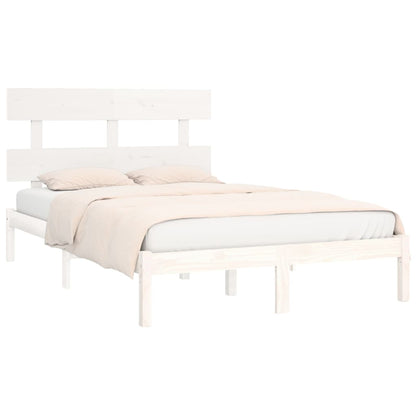 vidaXL Bed Frame | White | Solid pinewood | Double | Bed Frame | Rectangular
