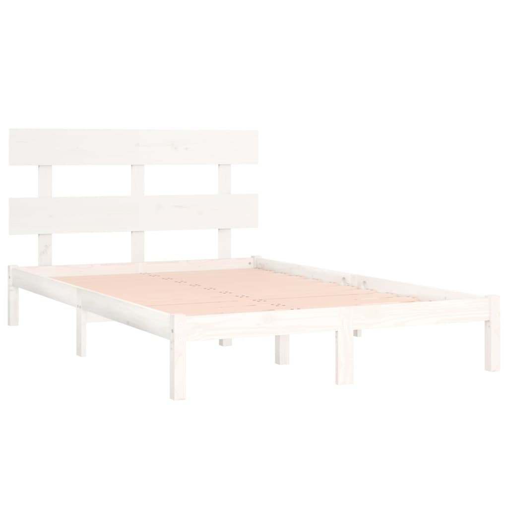 vidaXL Bed Frame | White | Solid pinewood | Double | Bed Frame | Rectangular